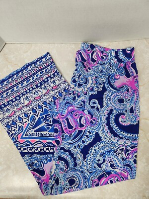 Lilly Pulitzer Bal Harbour Palazzo Pants Size Large Blue Pink Cruise Vacation | eBay US