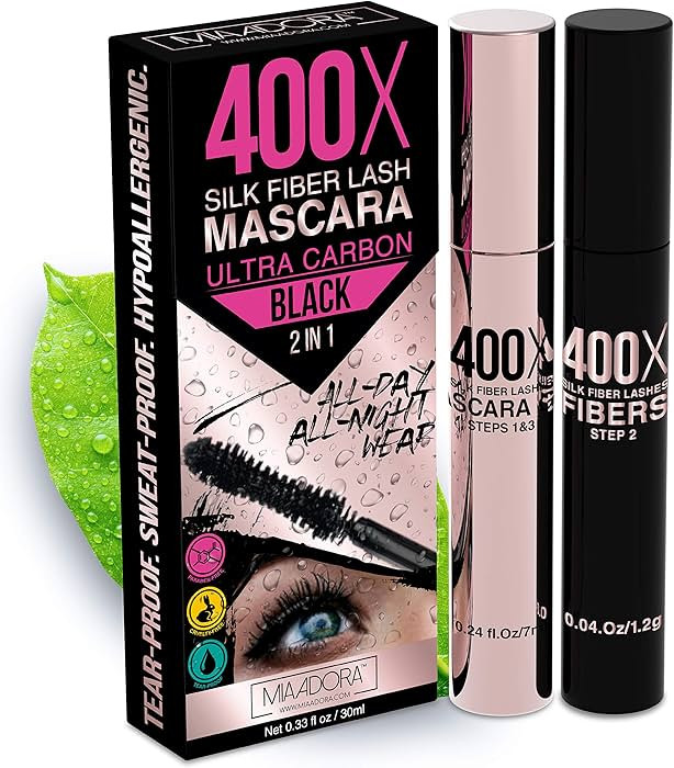 400X Pure Silk Fiber Lash Mascara [Ultra Black Volume and Length], Longer & Thicker Eyelashes. Wa... | Amazon (US)