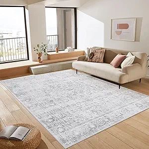 LIVEBOX Washable Gray Rug 6x9 - Vintage Soft Rug for Living Room, Large Neutral Antique Collectio... | Amazon (US)