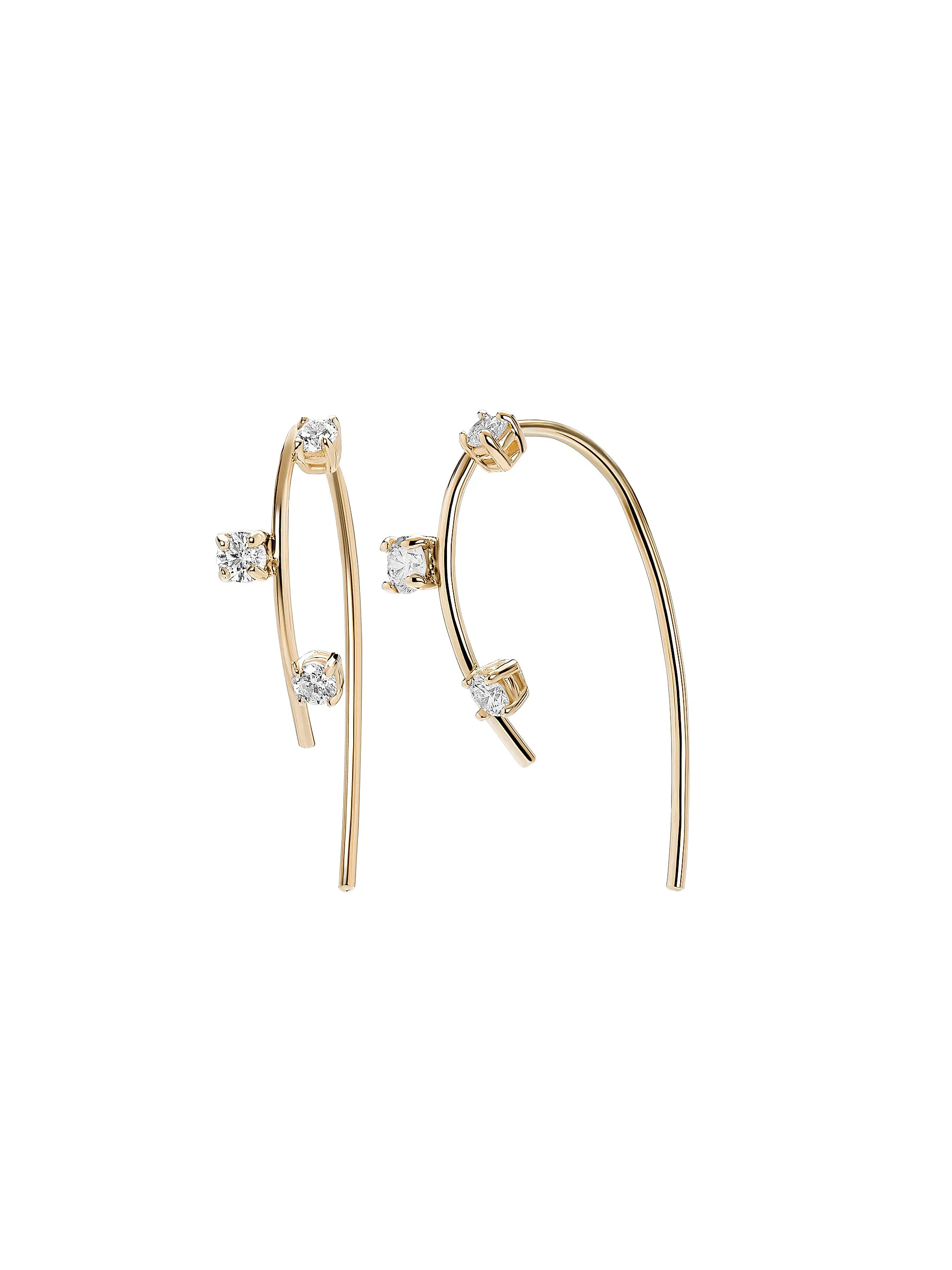 Mini Solo 14K Yellow Gold & 0.15 TCW Diamond Threader Earrings | Saks Fifth Avenue