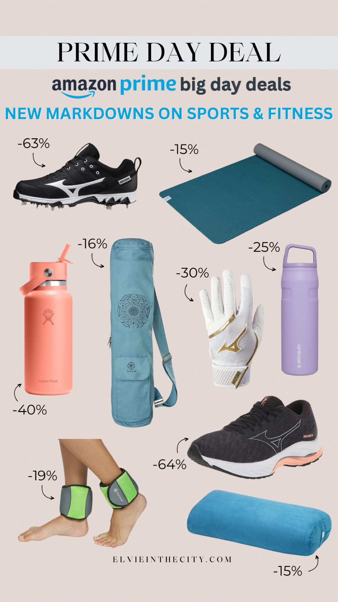 New markdowns on sports and fitness during Amazon Prime Big Deal Days! Deals include cleats, a yoga mat, Hydo Flask water bottles, a yoga mat holder, batting gloves, a Stanley Cup water bottle, ankle weights, running shoes, and a yoga bolster.

Amazon prime deals, gifts for her, gift for her, fitness gear, yoga accessoriess

#LTKxPrimeDay #LTKActive #LTKSaleAlert