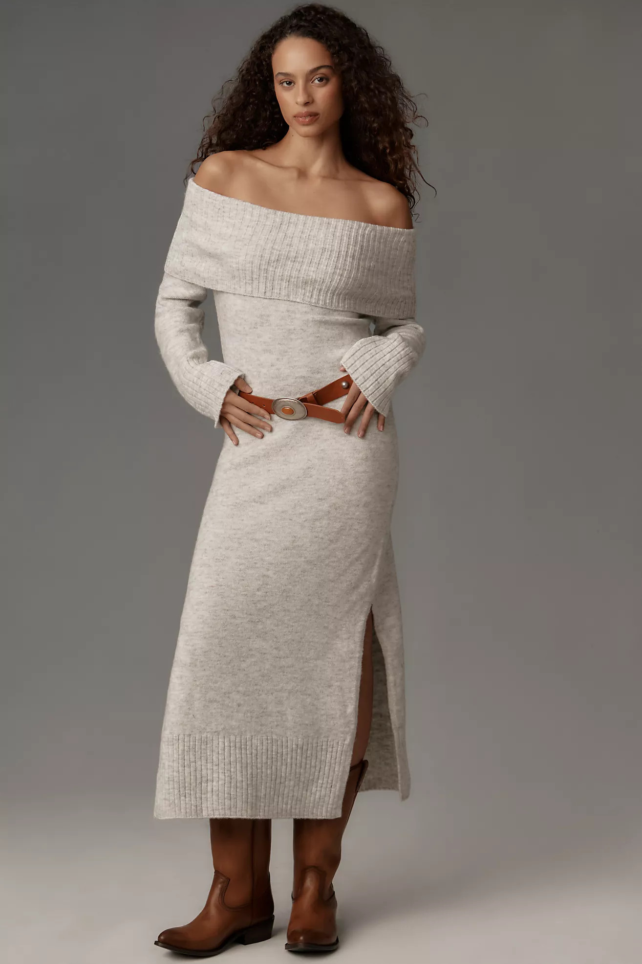 Daily Practice Off-Shoulder Foldover Midi Sweater Dress | Anthropologie (US)
