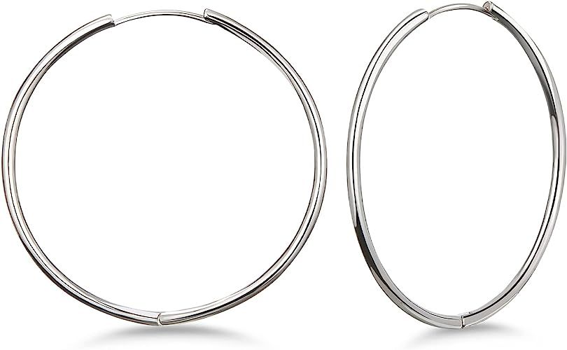 SWEETV 925 Sterling Silver Hoop Earrings Huggie Earrings for Women Girls Sleep Earrings, Diameter... | Amazon (US)