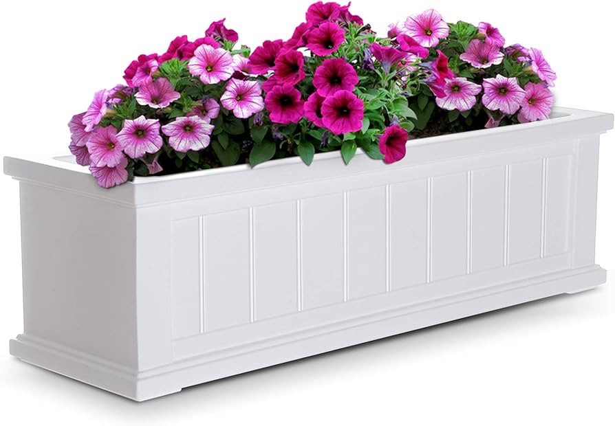 Mayne Cape Cod 3ft Window Box - White - 36in L x 11in W x 10.8in H - with 6.5 Gallon Built-in Wat... | Amazon (US)
