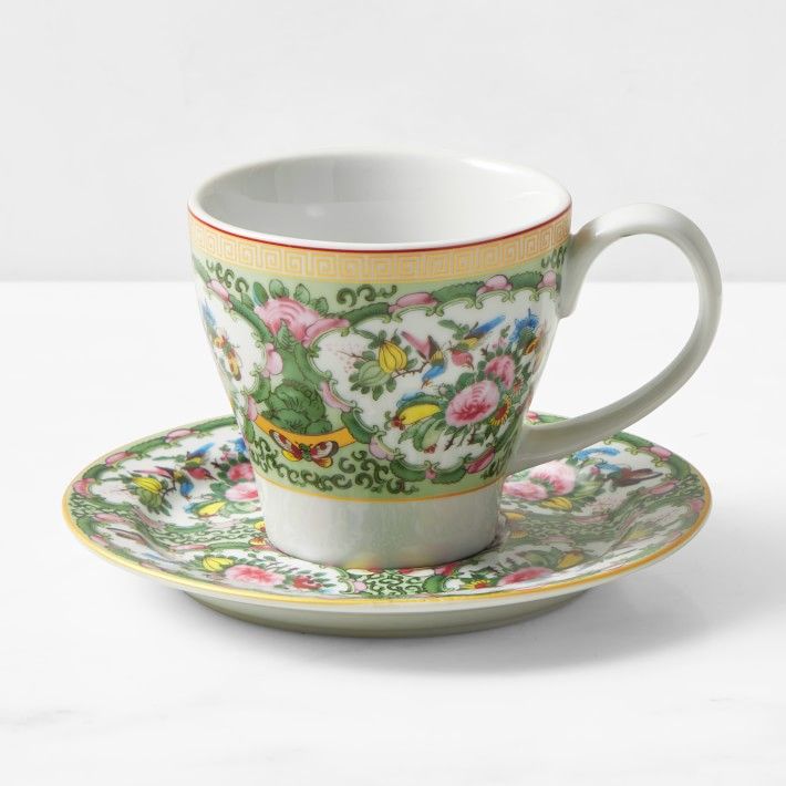 Famille Rose Tea Cup & Saucers, Set of 4 | Williams-Sonoma