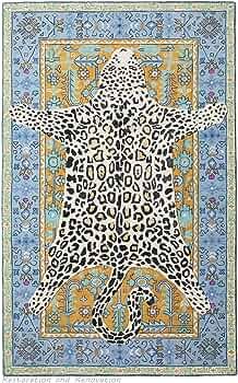 Restoration and Renovation Handmade White Leopard Rug with Blue/Red Persian Background | Animal P... | Amazon (US)