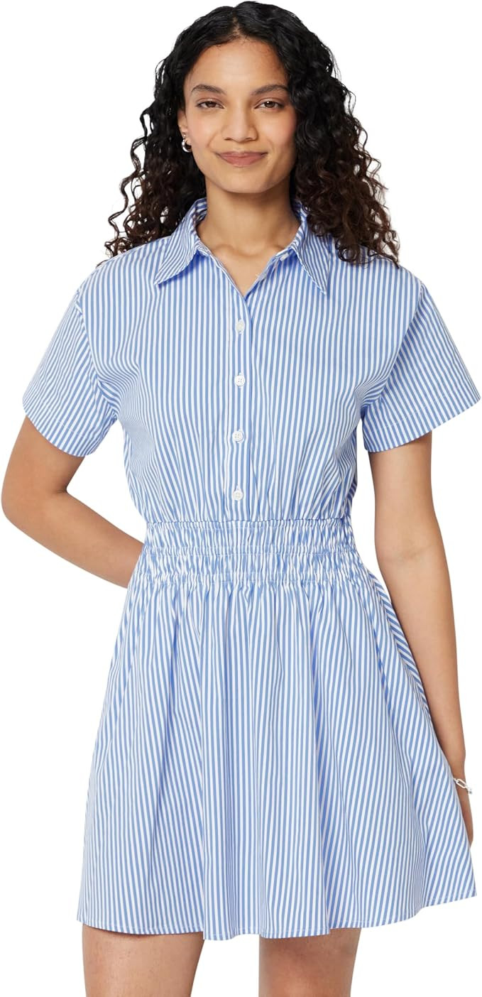 Amazon Essentials Women's Fit & Flare Cotton Poplin Collared Short Sleeve Dress with Elastic Wais... | Amazon (US)