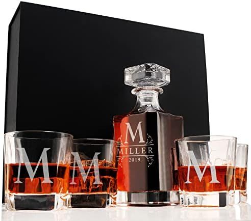 Gifts for Dad, Personalized 5 pc Whiskey Decanter Set - 9 Design Options - Limited Edition Custom... | Amazon (US)