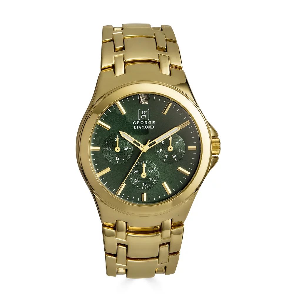 George Gold Tone 42mm Gold Tone Genuein Diamond Bracelet Watch | Walmart (US)