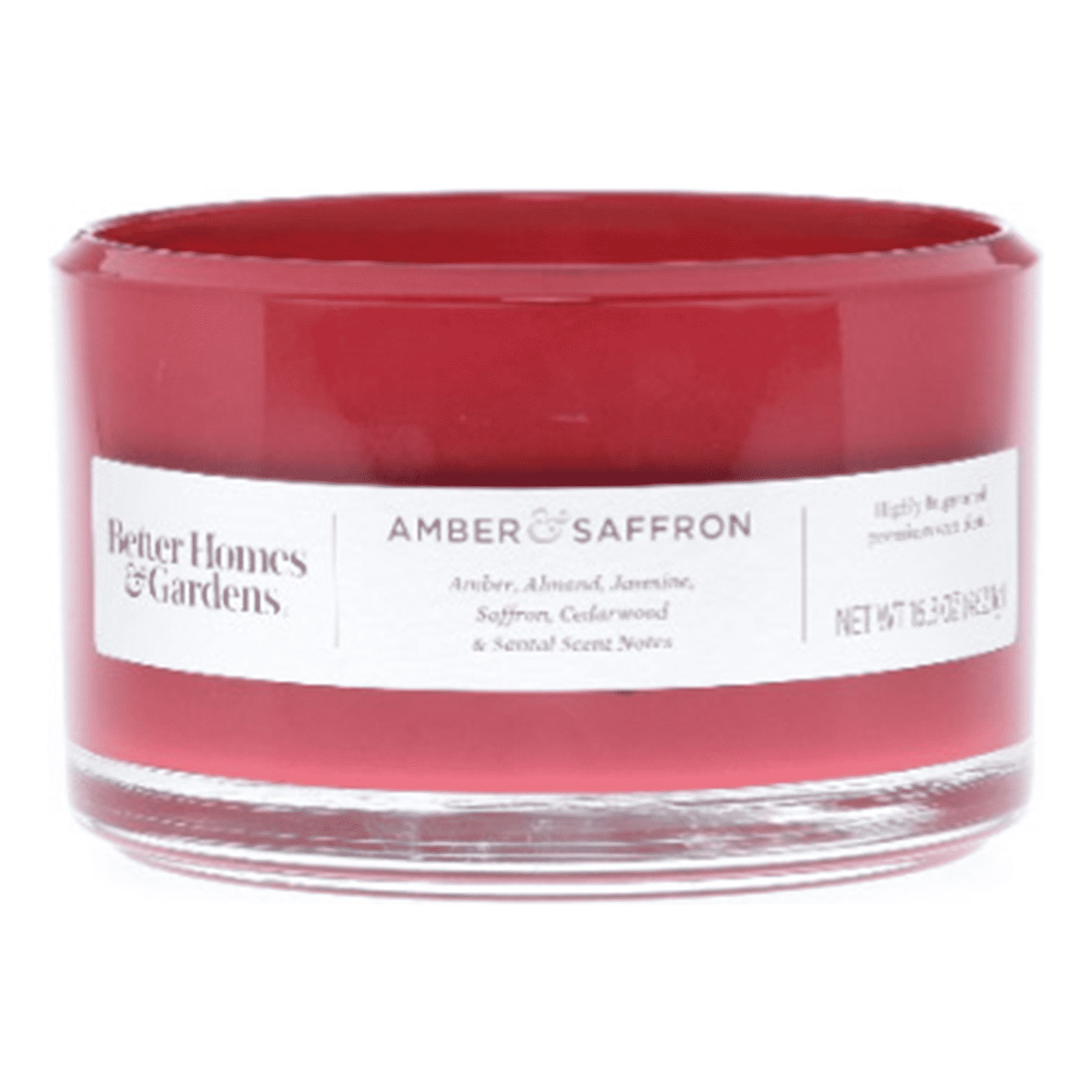 Better Homes & Gardens 16oz Amber & Saffron Scented 3-Wick Glass Dish Candle | Walmart (US)