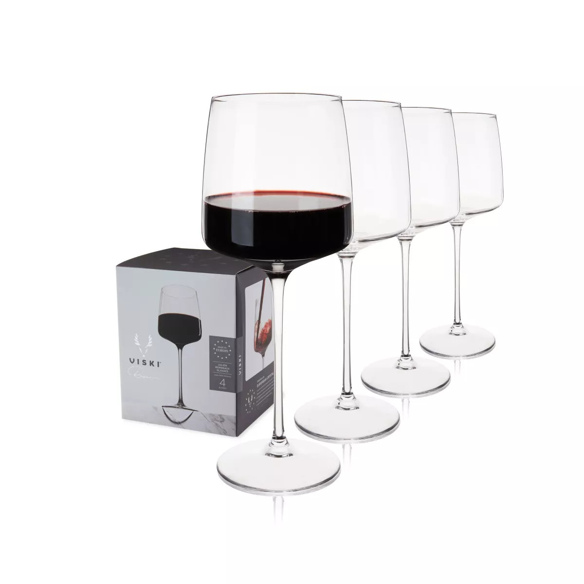 Viski Reserve Julien Crystal Bordeaux Wine Glasses - Red Wine Glasses Set of 4 - 22oz Stemmed Win... | Target