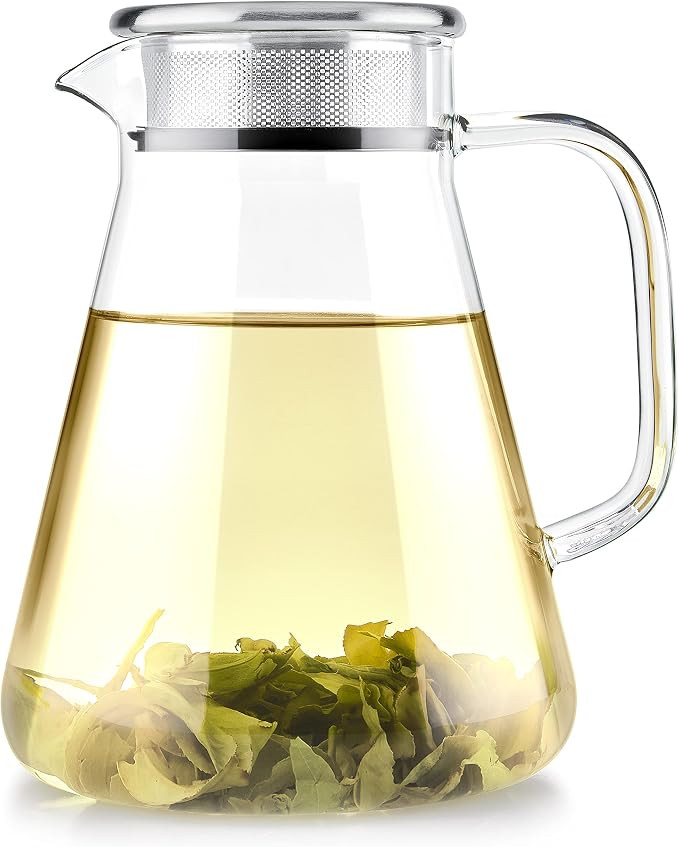 Teabloom One-Touch Plastic-Free 2-in-1 Glass Teapot & Kettle, 40 oz | Amazon (US)