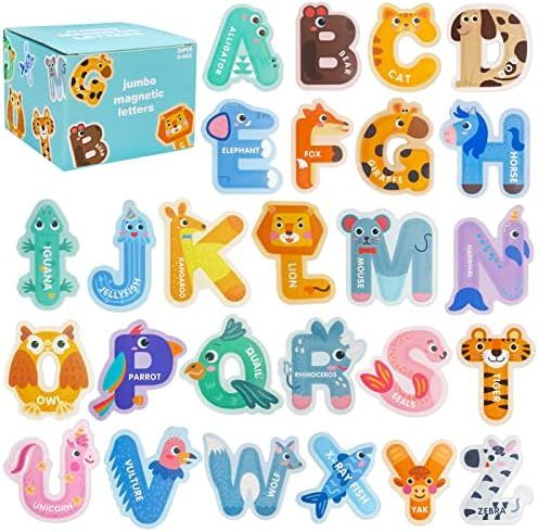 Jumbo Magnetic Letters ABC Alphabet Magnets Colorful Animal Shape Toys Fridge Magnet Uppercase Re... | Amazon (US)