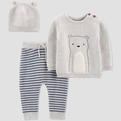 Baby Boys' 3pc Bear Sweater Top & Bottom Set - Just One You® made by carter's Gray/Blue | Target