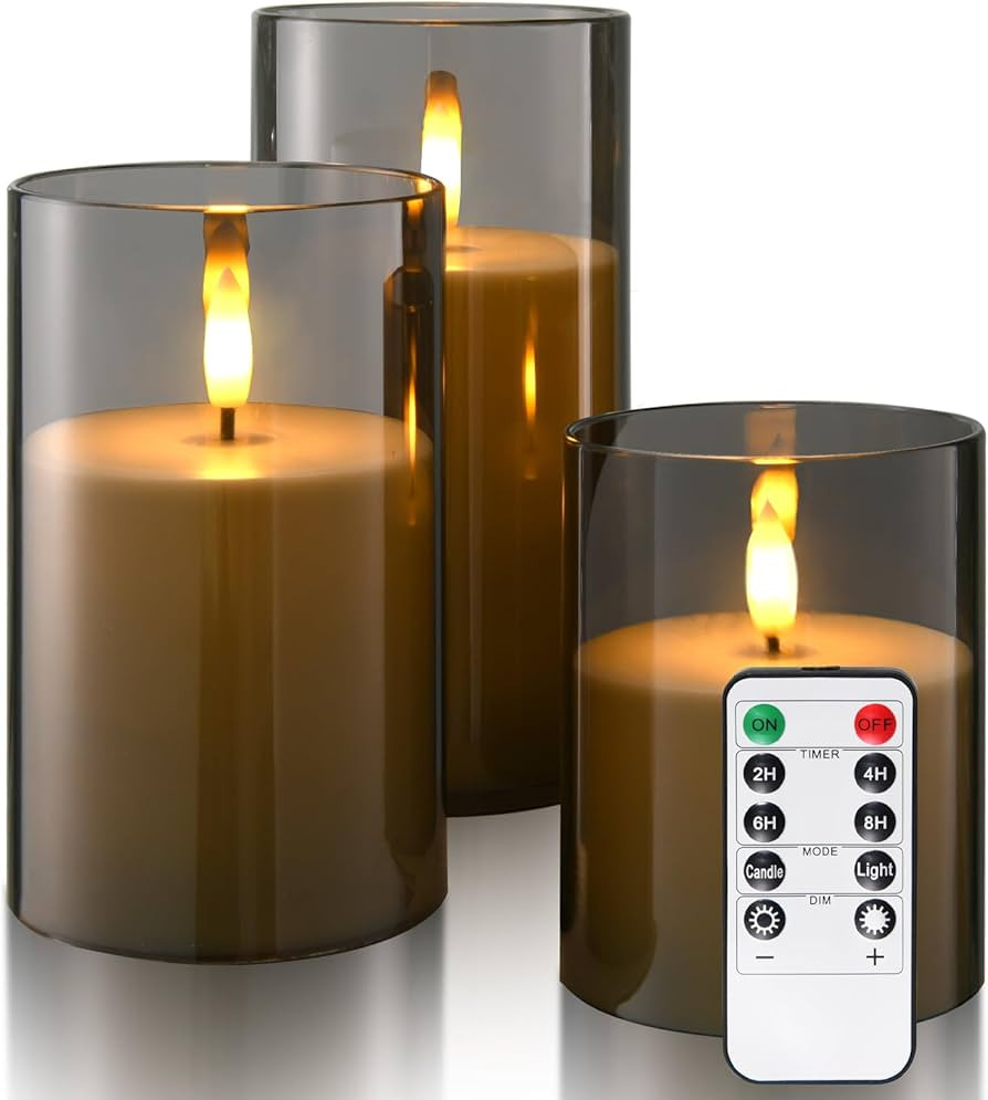 Flameless Candles Battery Operated Candles- Flickering LED Candles with Realistic 3D Buld and Rem... | Amazon (US)