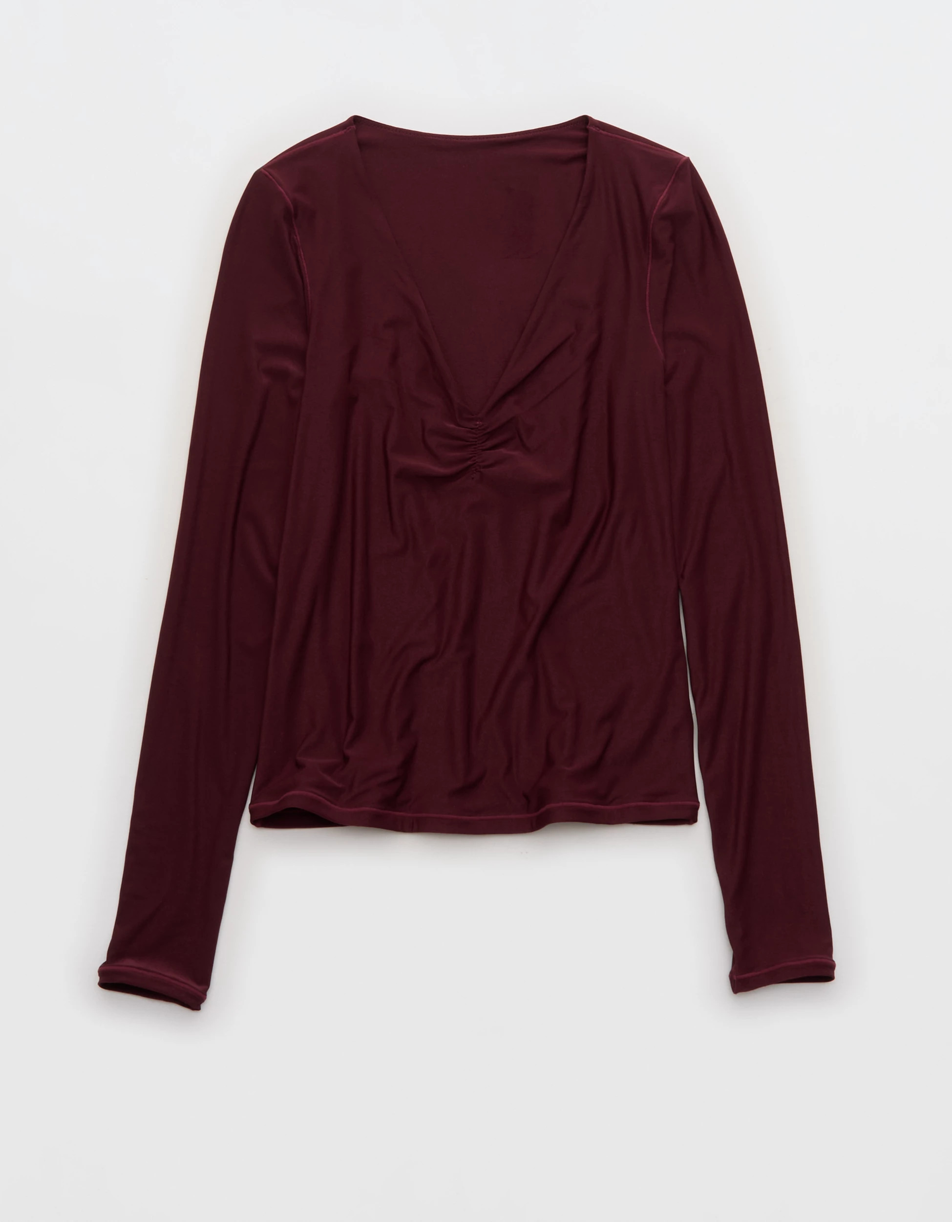 SMOOTHEZ Long Sleeve Ruched Top | American Eagle Outfitters (US & CA)