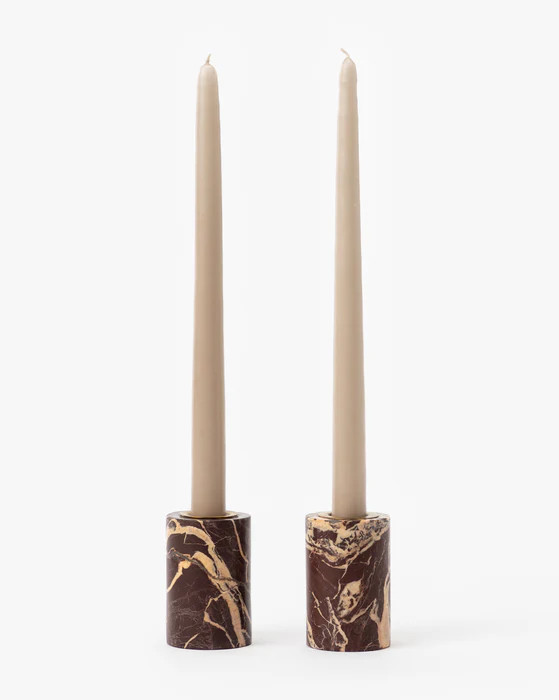 Perrin Marble Taper Holders (Set of 2) | McGee & Co.