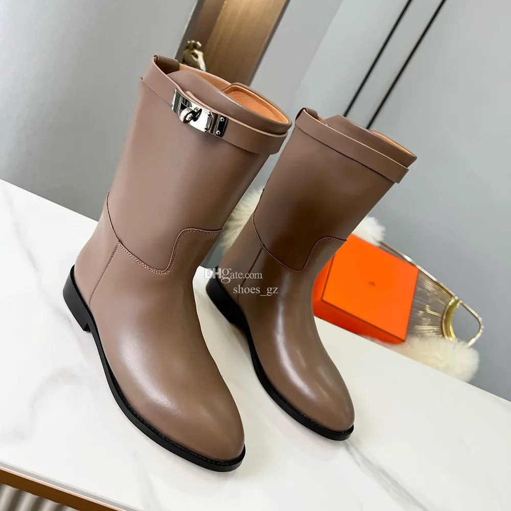 Classic Leather Slip On Half Boots Knight Round Toe Flats Heels Belt Buckle Knight Boots Gender N... | DHGate