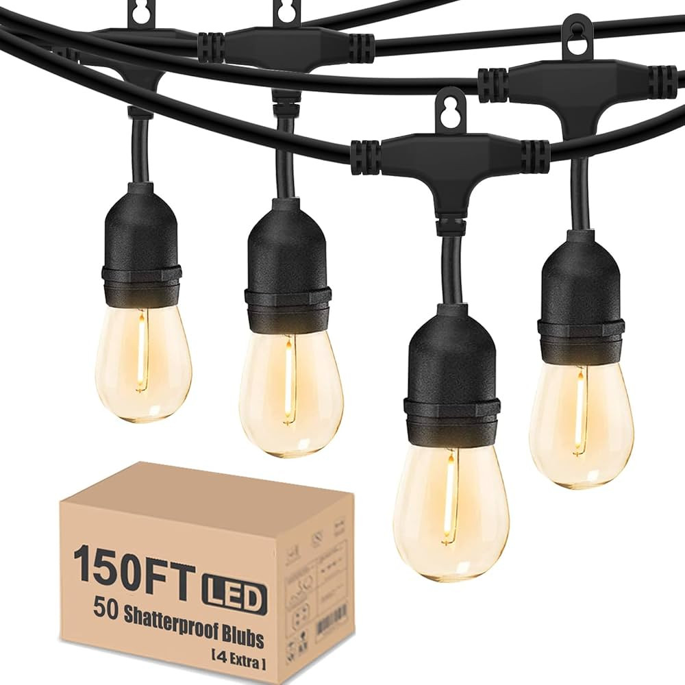 Achin Outdoor String Lights 150 Feet LED Waterproof Patio Lights with 50 Shatterproof Dimmable Wa... | Amazon (US)