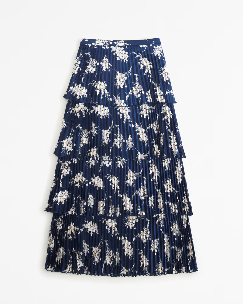 Women's Satin Pleated Tiered Maxi Skirt | Women's New Arrivals | Abercrombie.com | Abercrombie & Fitch (US)