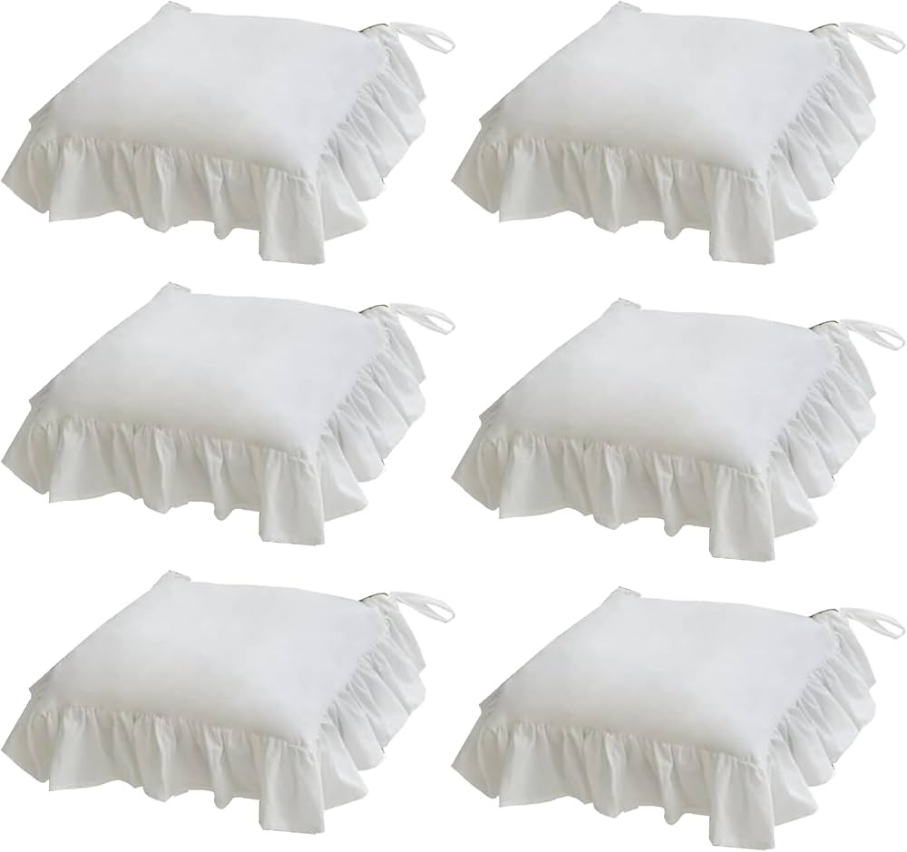 Ruffled Chair Pads for Dining Chair, Vintage Seat Cushion with Ties Non Slip Kitchen Chairs Cushi... | Amazon (US)