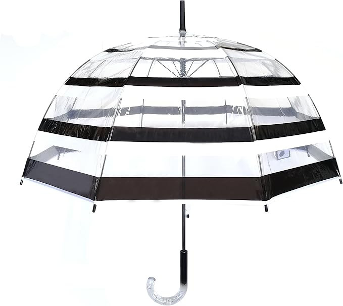 SMATI Stick Automatic Clear Stars Umbrella - Birdcage Bubble See Through (Transparent Black White St | Amazon (US)
