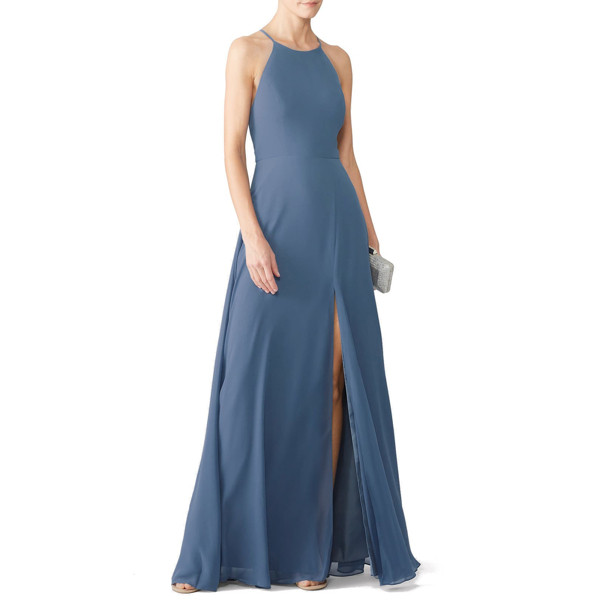 Jenny Yoo Slate Blue Kayla Gown blue | Rent the Runway