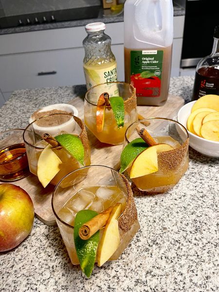 Apple Cider Margarita

RECIPE
2 oz tequila
4 oz apple cider
2 oz lime juice
1 tbsp maple syrup

Rim one side of the glass with maple syrup followed by cinnamon sugar & let this drip into the drink! Garnish with cinnamon sugared apple slices, lime, and a cinnamon stick.

Holiday hosting, holiday drink, holiday party, holiday dinner

#LTKhome #LTKparties #LTKHoliday