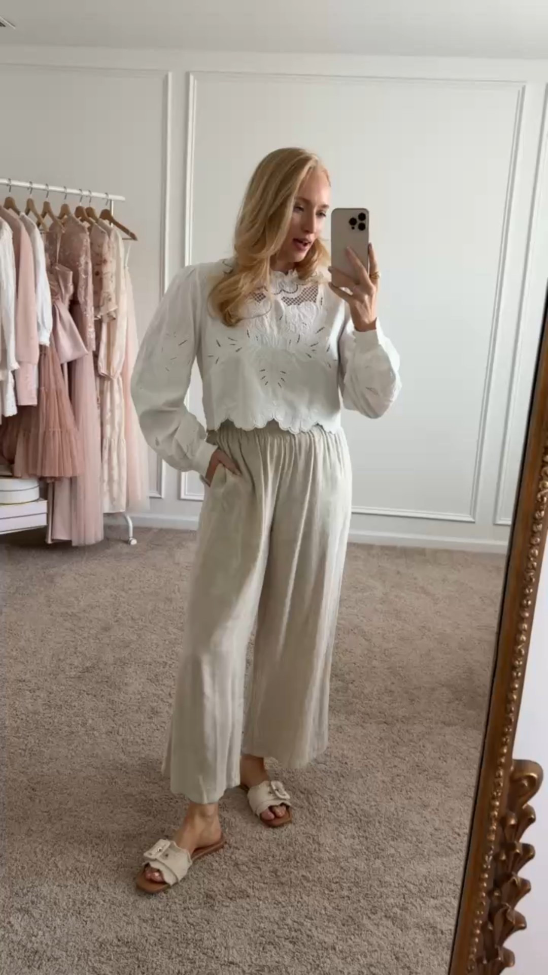 I have found the prettiest designer inspired white blouse for spring! I have it paired with linen pants and sandals for a casual spring look. Wearing size medium. Use my code STRAWBERRYCHIC20 for 20% off. Spring outfits // vacation outfits // casual outfits // daytime outfits // brunch outfits // petal & pup finds 

#LTKSeasonal #LTKFindsUnder100 #LTKWatchNow