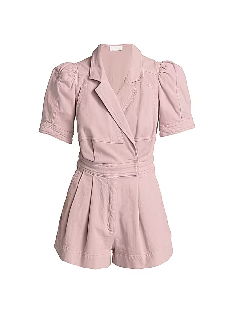 Seamed Puff-Sleeve Romper | Saks Fifth Avenue