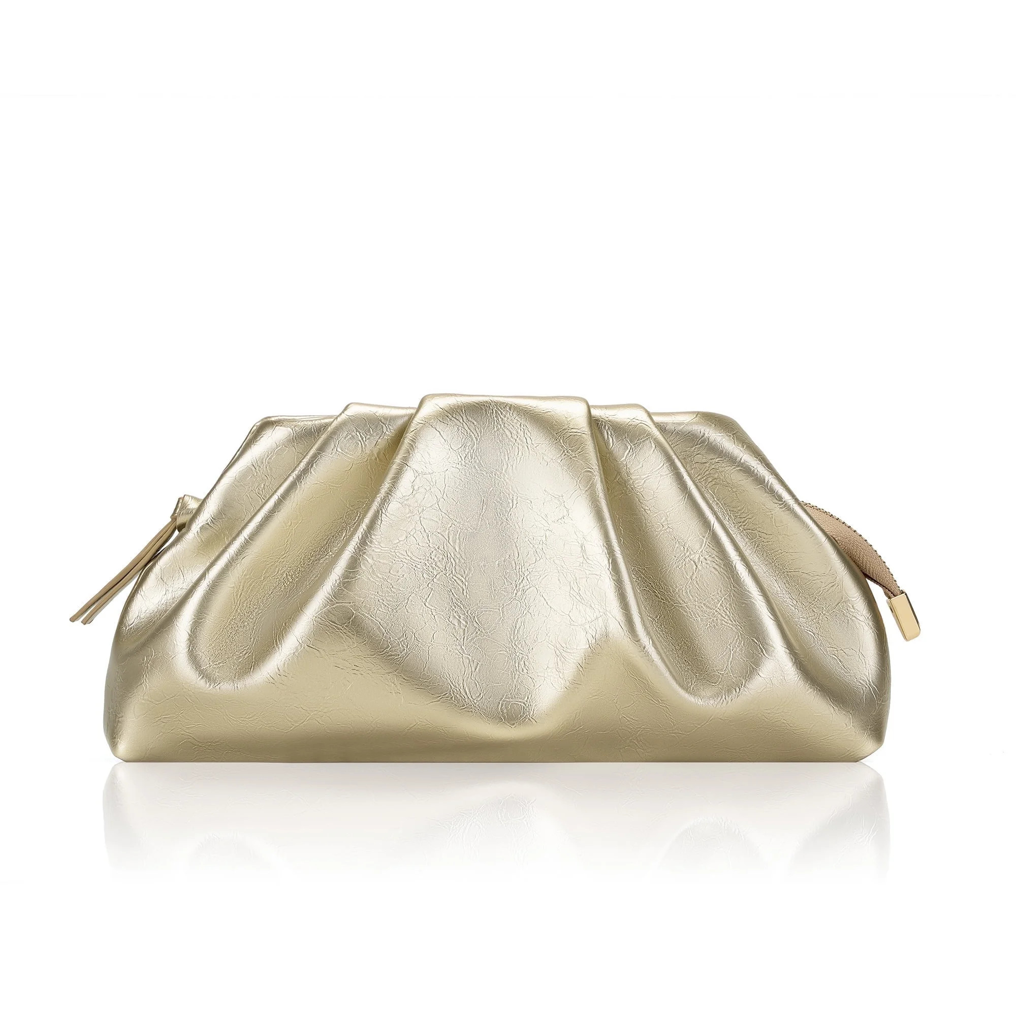 Milisente Women's Pleated Cloud Clutch Bag Shiny PU Leather Evening Purse Detachable Shoulder Str... | Walmart (US)