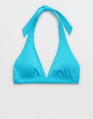 Aerie Shine Pique Halter Triangle Bikini Top | Aerie