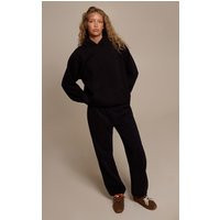 Black Cotton Fleece Cuffed Sweatpants | PrettyLittleThing US