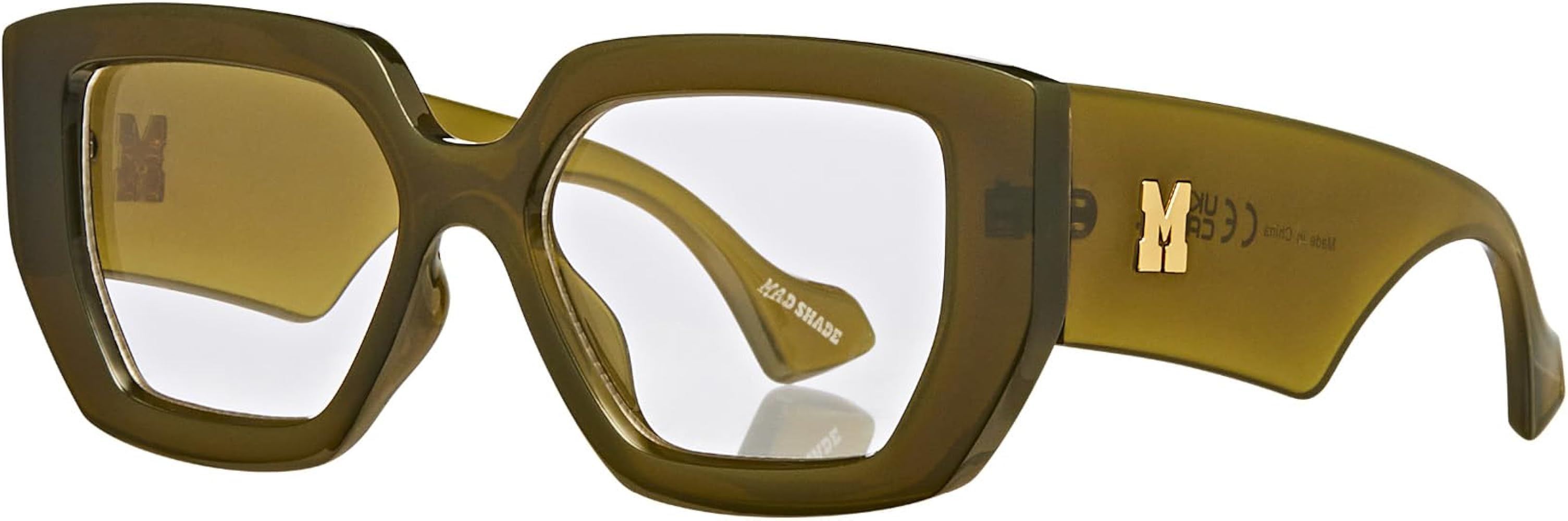 Mad Shade Clear Lens Non-Prescription Fake Glasses for Women & Men, Retro Oversized Eyewear, Tren... | Amazon (US)