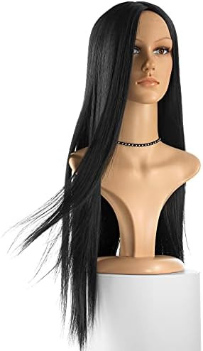 Black Straight Wig 30inch soft natural middle part wig Synthetic fiber long straight Wig For Wome... | Amazon (US)