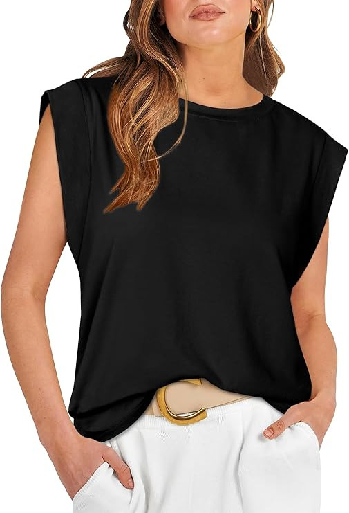 WIHOLL Cap Sleeve Tops for Women Summer Top Basic Tee Shirts Casual Tank Loose Fit 2026 Fashion | Amazon (US)