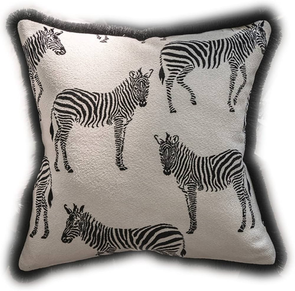 Croker Horse 18x18'' Inches Throw Pillow Cushion Cover - Jungle Zebra Pattern Embroidery Luxury M... | Amazon (US)