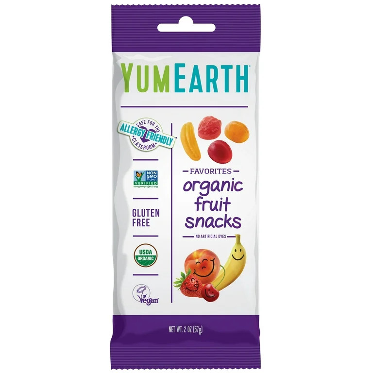 YumEarth Organic Kids Fruit Snacks, Gluten Free, 2 oz Bag | Walmart (US)