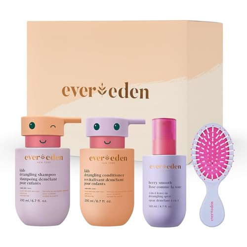 Evereden Kids Complete Haircare Set: Hair Detangling Shampoo, Conditioner, Spray for Children Ages 3+ & Pain-Free Hair Brush, Plant Protein Peptides & Argan Oil, Vegan, Free from Sulfate, Paraben | Amazon (US)