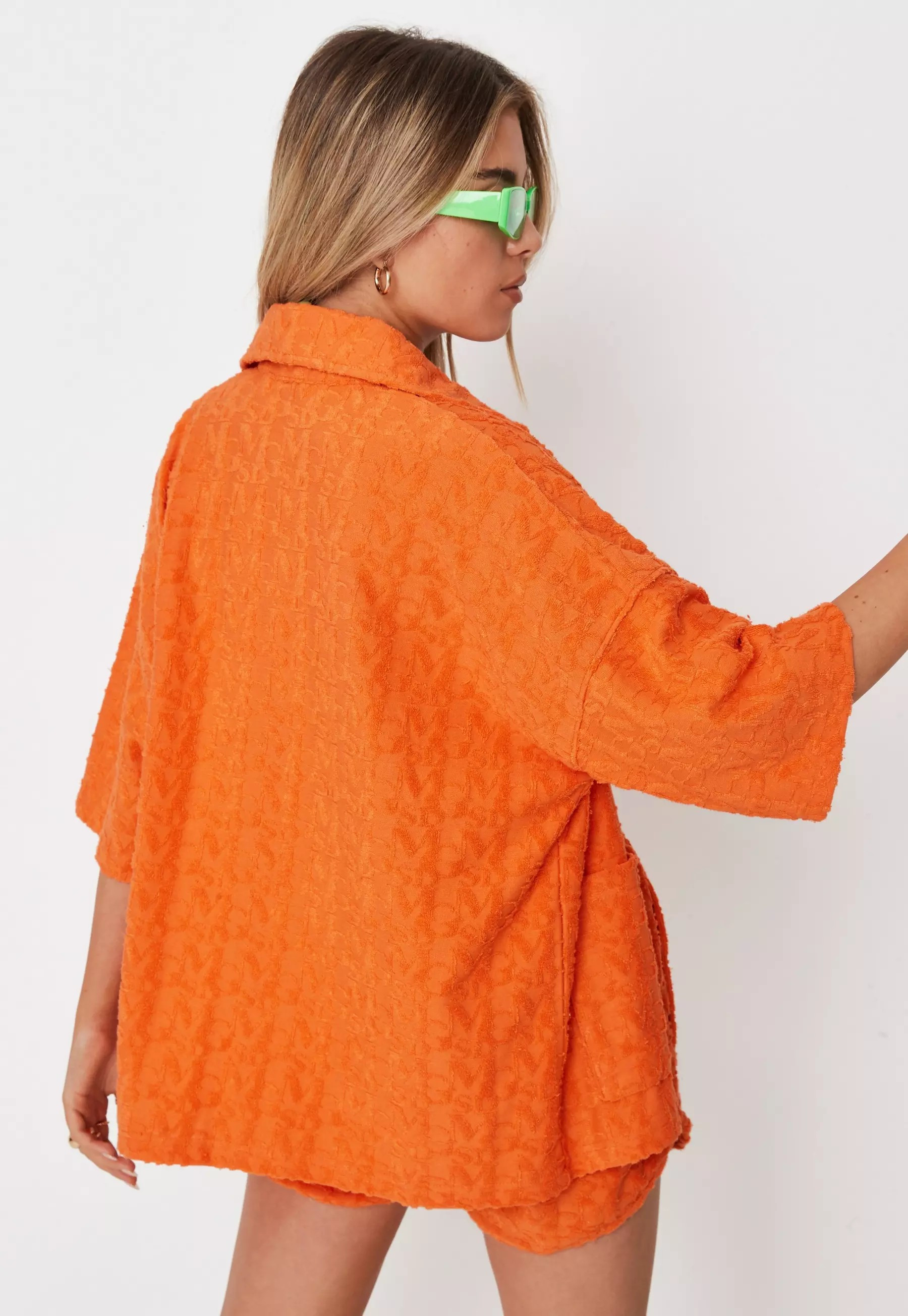 Orange MSGD Embossed Towelling Oversized Shirt | Missguided (US & CA)