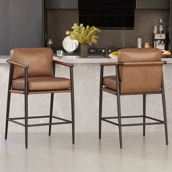 Atik Upholstered Counter Stool with Metal Frame | Wayfair North America