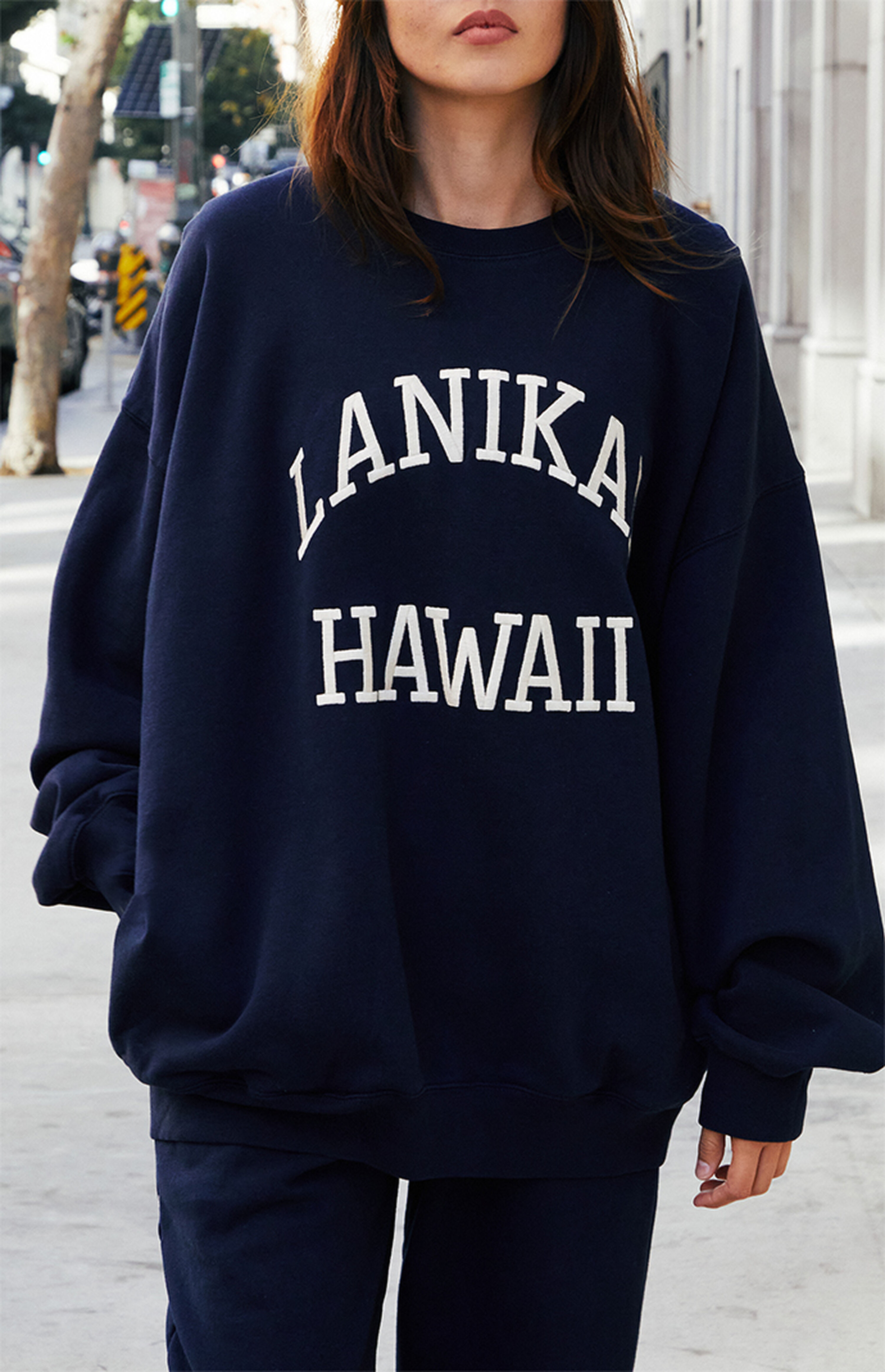John Galt Navy Lanikai Hawaii Crew Neck Sweatshirt | PacSun