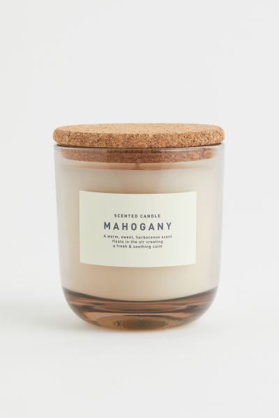 Scented candle in a glass holder with a cork lid. 290 g. Diameter 9 cm, height including lid 10 c... | H&M (UK, MY, IN, SG, PH, TW, HK)
