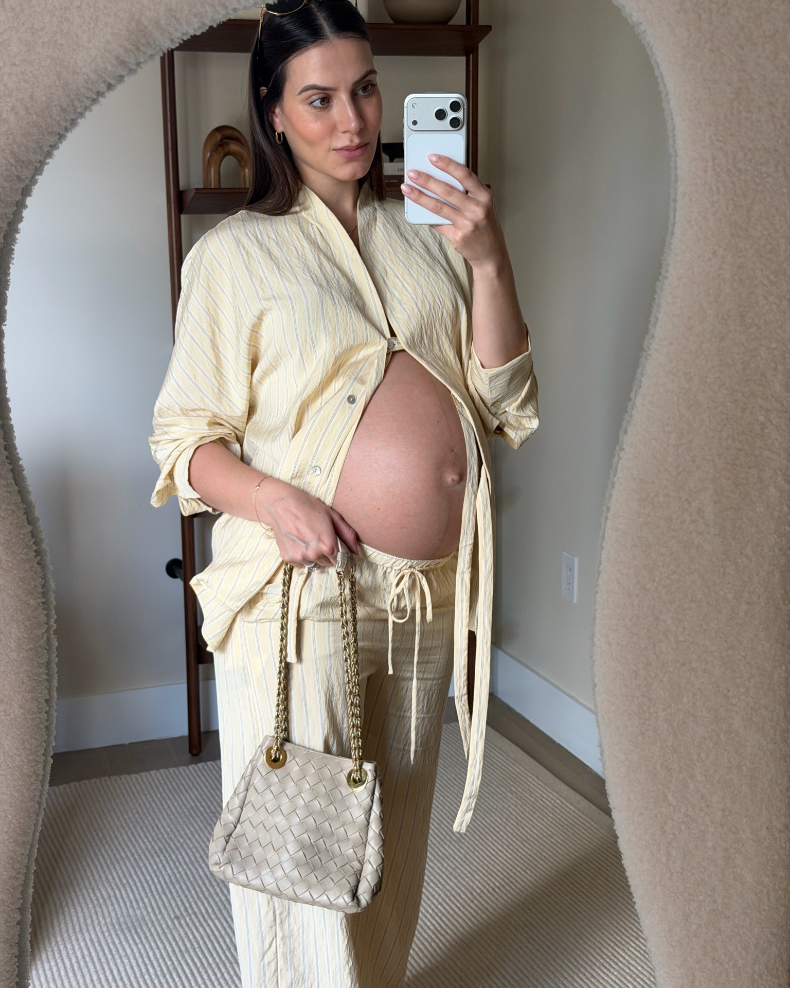 Another Zara find I had to share before this series comes to an end 🧈🫶🏼

This striped butter yellow shirt is such a good find for pregnancy! The quality is amazing, it's lightweight and breathable, and it's one of those pieces you'll wear all summer long. The pants are elastic drawstrings which sits well under the bump and the entire outfit is effortlessly chic and so versatile.

I'm officially 36 weeks now, so I think we're getting close to the end of this outfit series 🥹 But I still have a few more bump-friendly outfits to share before Bella arrives!

Follow for more pregnancy style inspiration that still feels like you ✨

#LTKBump #LTKmomlife #LTKootd