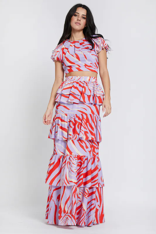 ONE33 SOCIAL The Natasha Print Maxi Skirt - Pink - 2 | Verishop