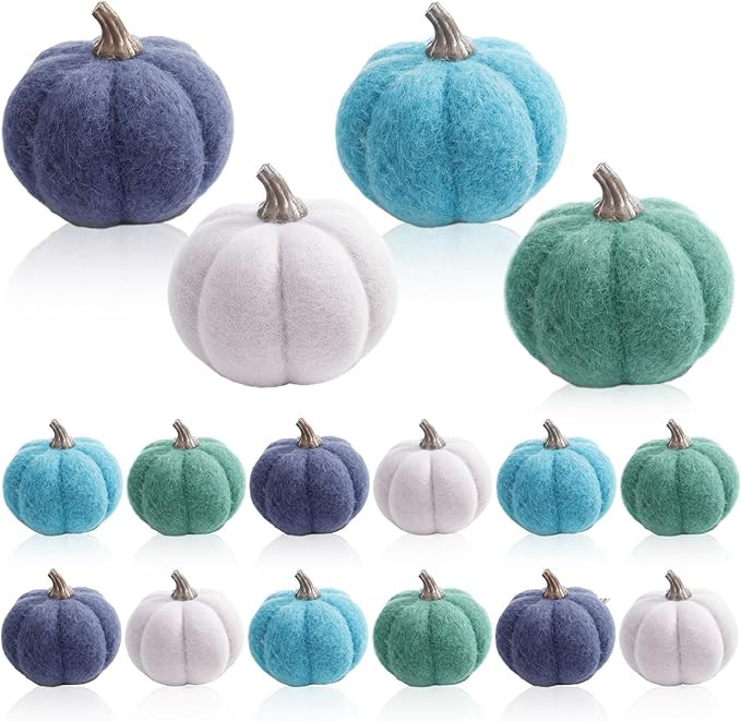 16 Pcs Fall Artificial Mini Pumpkins Felt Wool Fake Faux Pumpkins Thanksgiving Decorations Table ... | Amazon (US)