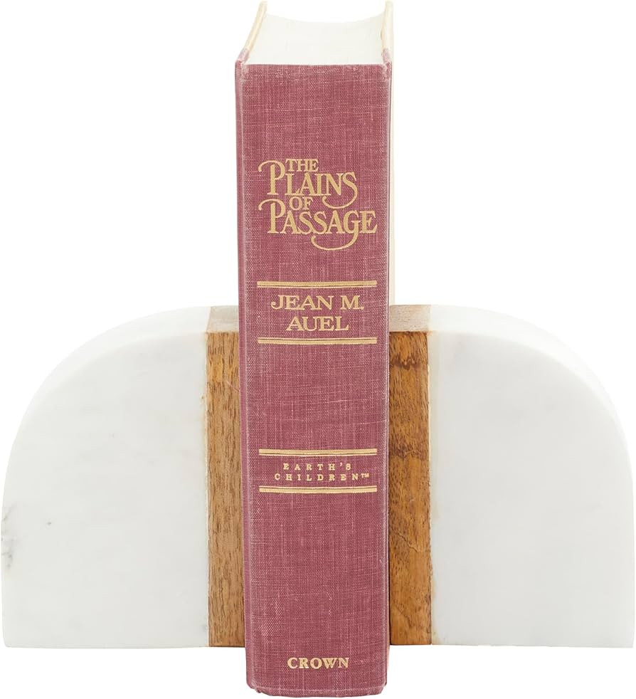 Deco 79 Marble Decorative Bookends 5 lbs Non Skid Bookends with Wood Details, Set of 2 Office Boo... | Amazon (US)