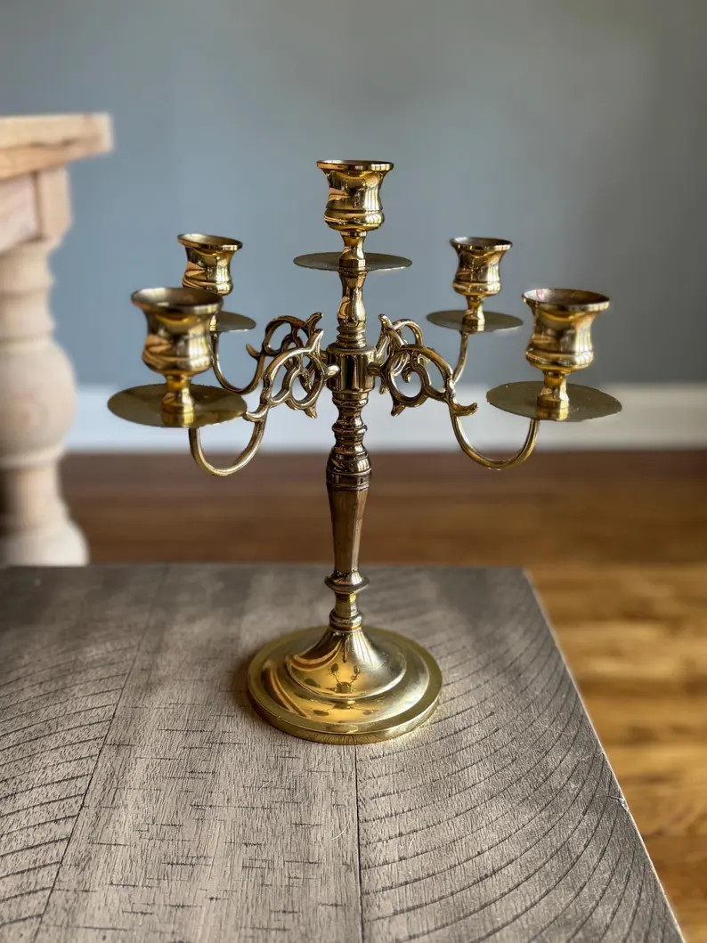 Vintage Baldwin 5 Arm Brass Candelabra - Etsy | Etsy (US)