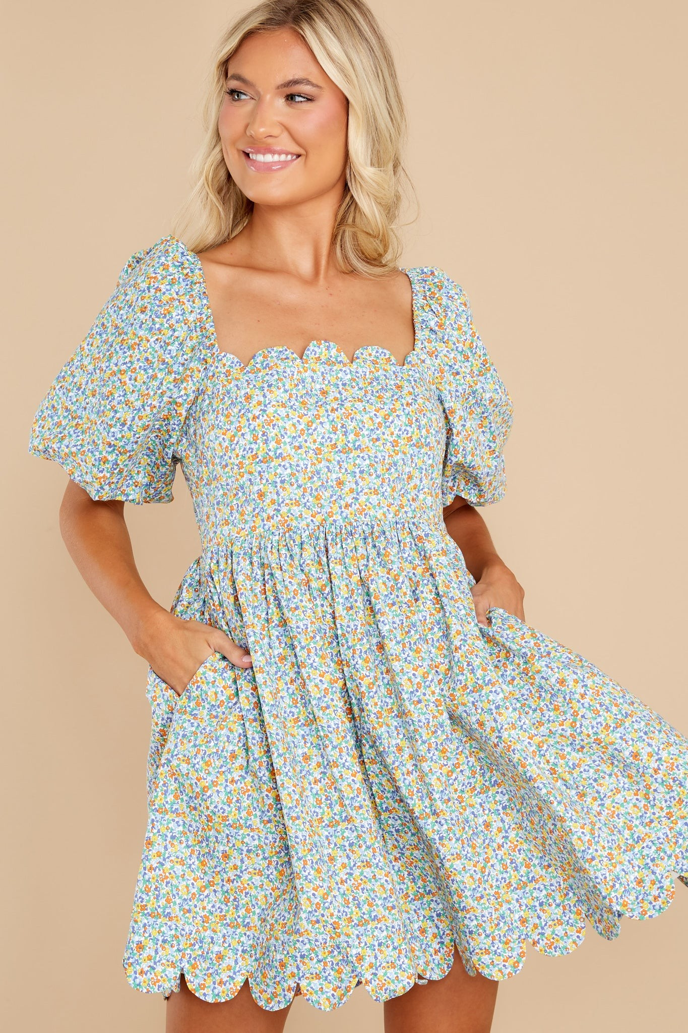 Be An Angel Blue Multi Floral Print Dress | Red Dress 