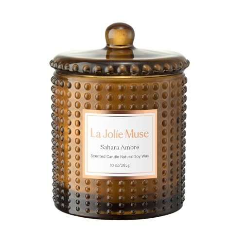 LA Jolie Muse Sahara Amber Candles for Home Scented, Candles Gifts for Women & Men, Luxury Glass Jar Candles, Natural Soy Candles, 75 Hours Long Burning, 10 oz | Amazon (US)